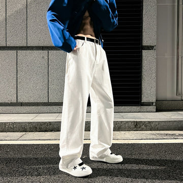 Spring Cotton Casual Pants Men Fashion Multicolor Wide Leg Pants Men Streetwear Loose Hip Hop Straight Pants Mens Trousers M-2XL aidase-shop